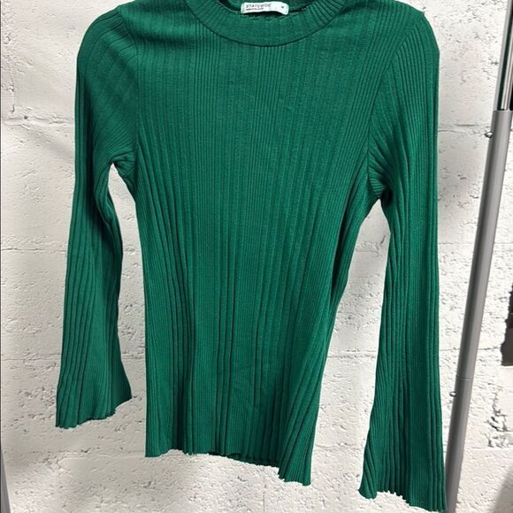 Green Ribbed Knit Top STATESIDE - Medium Long Sleeve Top - Picture 1 of 3